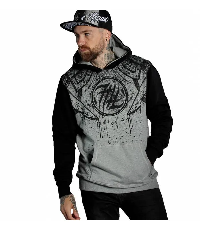 SUDADERA HOMBRE SAMURAI GRIS MANGA LARGA NEGRA HYRAW FW22M34