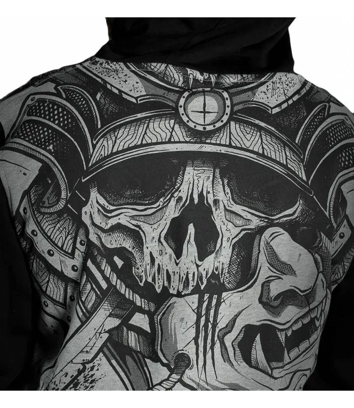 SUDADERA HOMBRE SAMURAI GRIS MANGA LARGA NEGRA HYRAW FW22M34