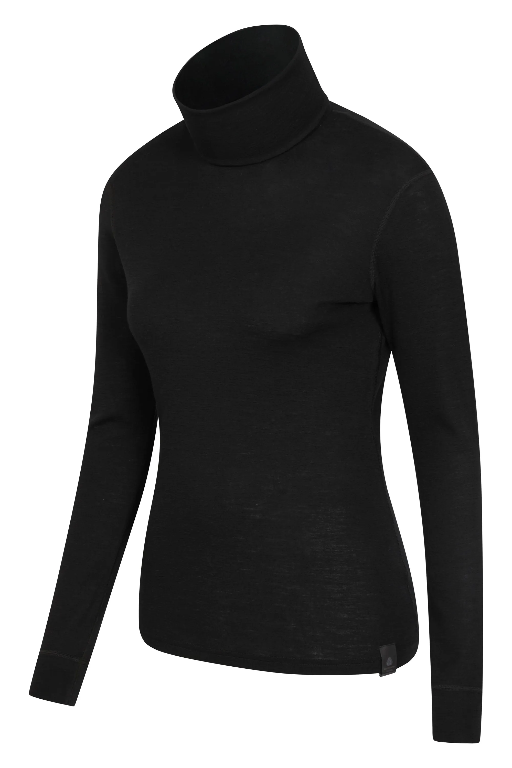 Top de merino con cuello vuelto para mujer
