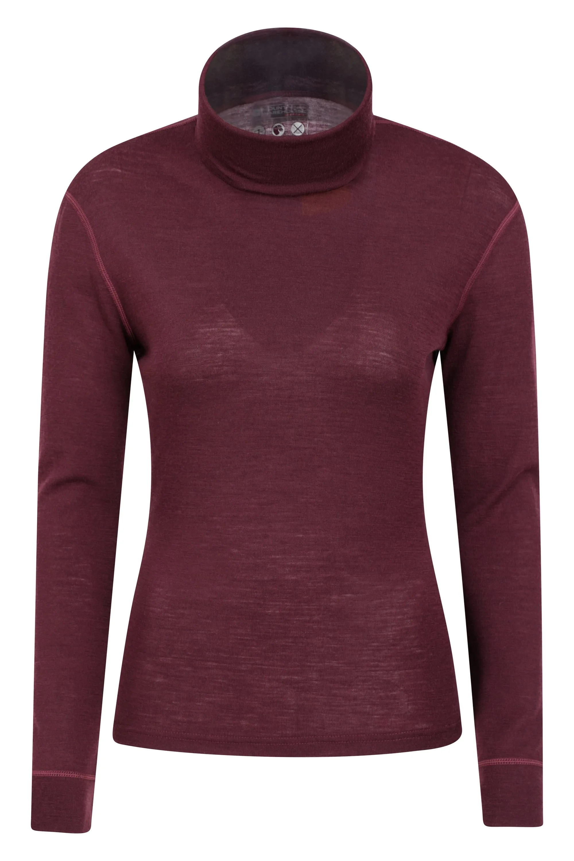 Top de merino con cuello vuelto para mujer