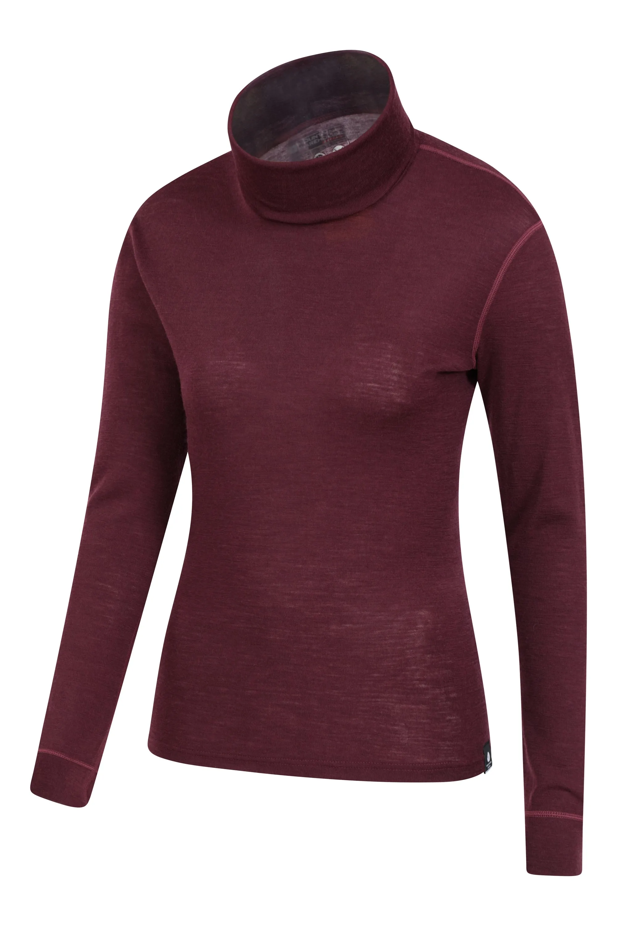 Top de merino con cuello vuelto para mujer