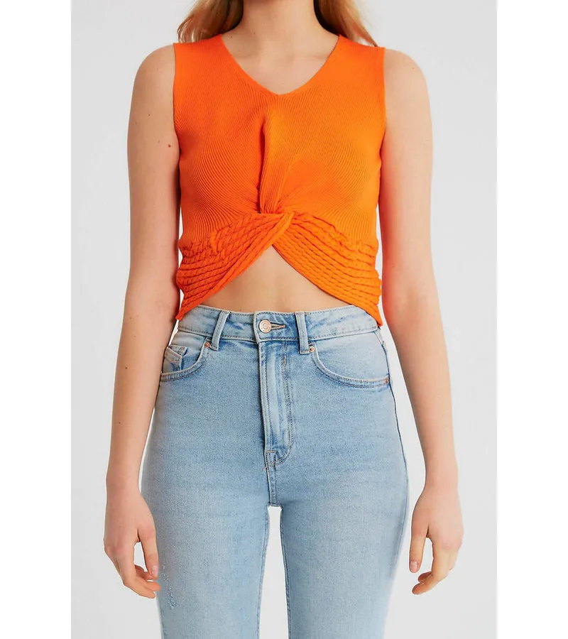 TOP ELáSTICO RIB MUJER  T93564  NARANJA
