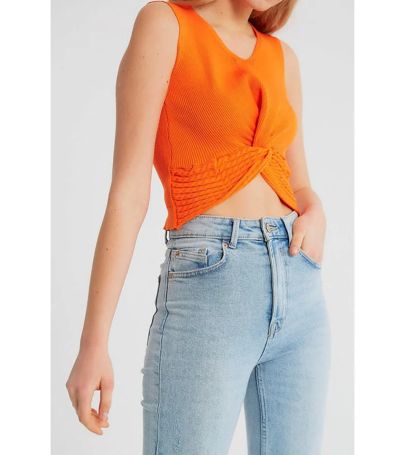 TOP ELáSTICO RIB MUJER  T93564  NARANJA
