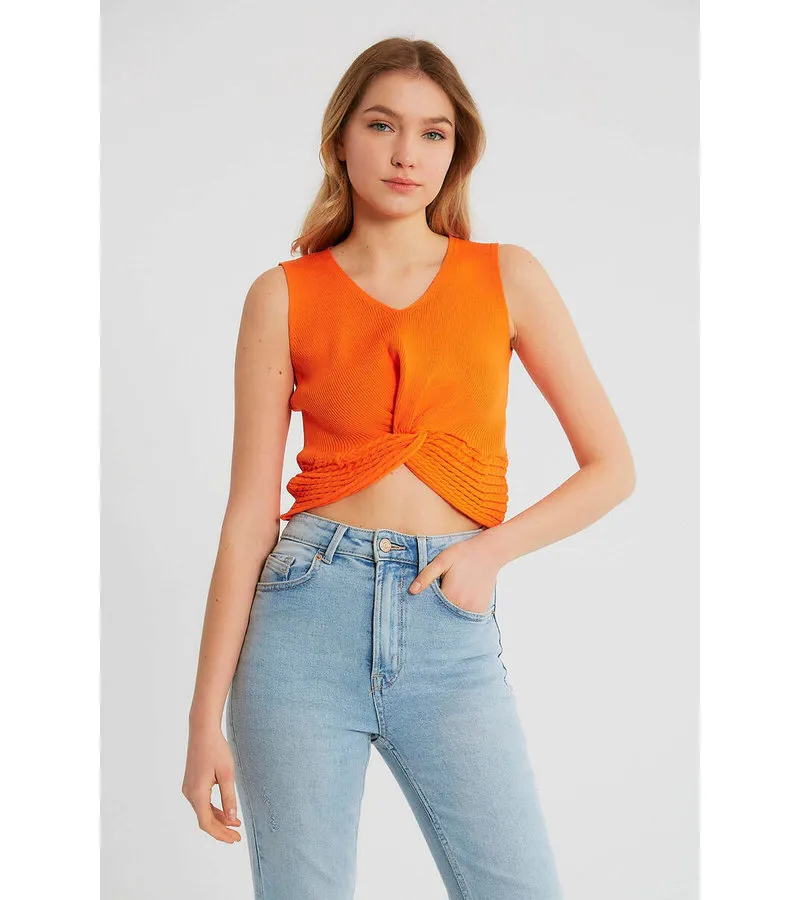 TOP ELáSTICO RIB MUJER  T93564  NARANJA