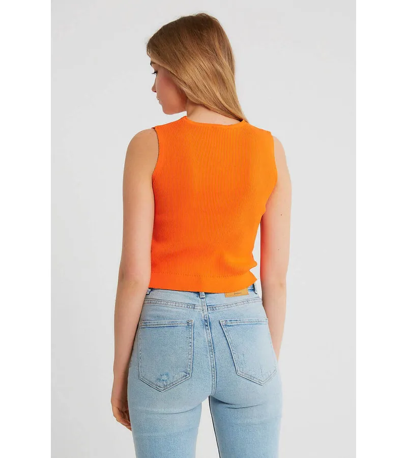TOP ELáSTICO RIB MUJER  T93564  NARANJA