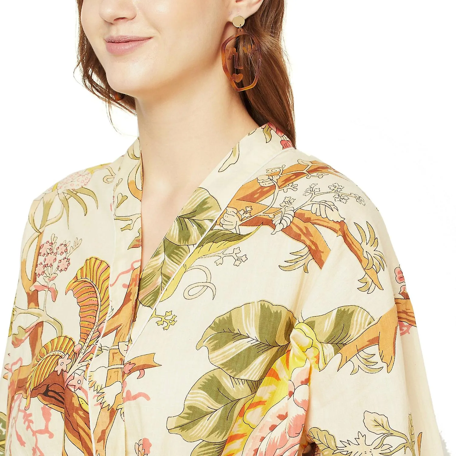 Tropical retreat'  cotton kimono robe for women