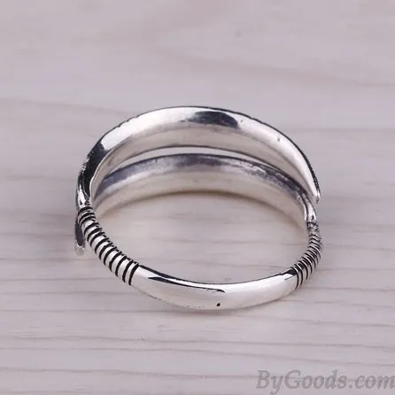 Unique Retro Personalized Feather Open Couple Ring 