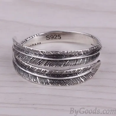 Unique Retro Personalized Feather Open Couple Ring 
