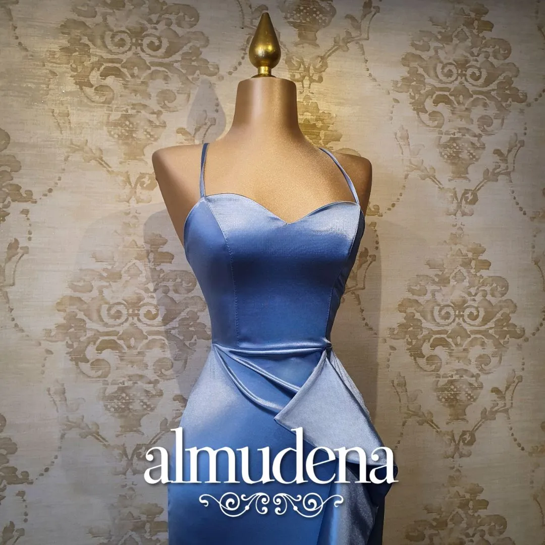 Vestido Azul Cielo Largo Tirantes Sin Espalda