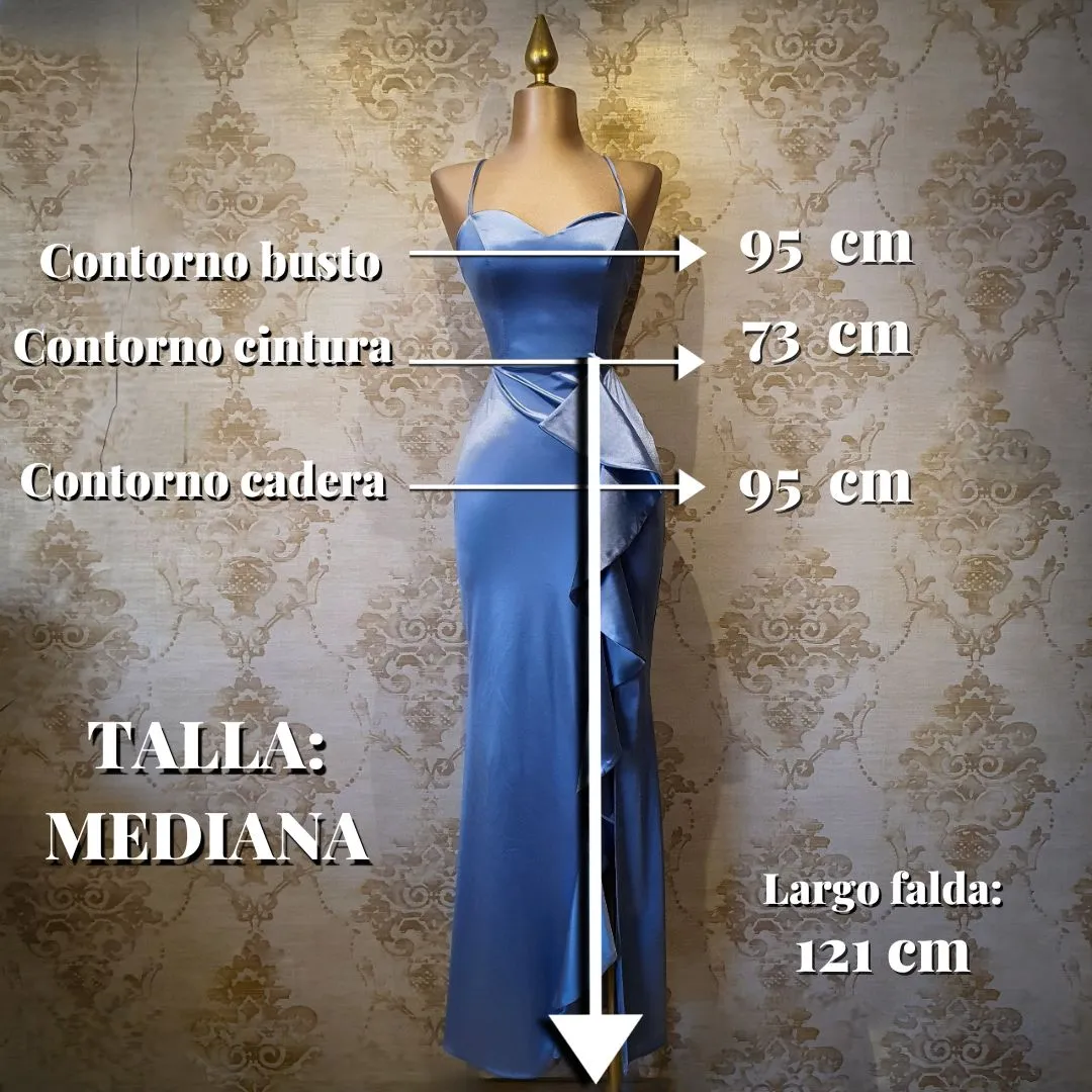 Vestido Azul Cielo Largo Tirantes Sin Espalda
