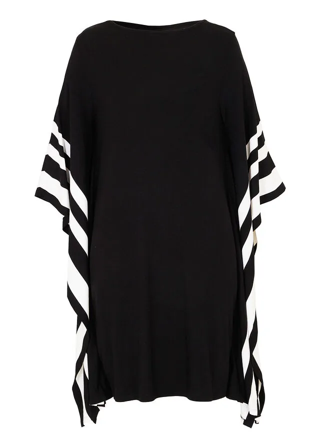 VESTIDO CAFTáN DE PUNTO NEGROBLANCO