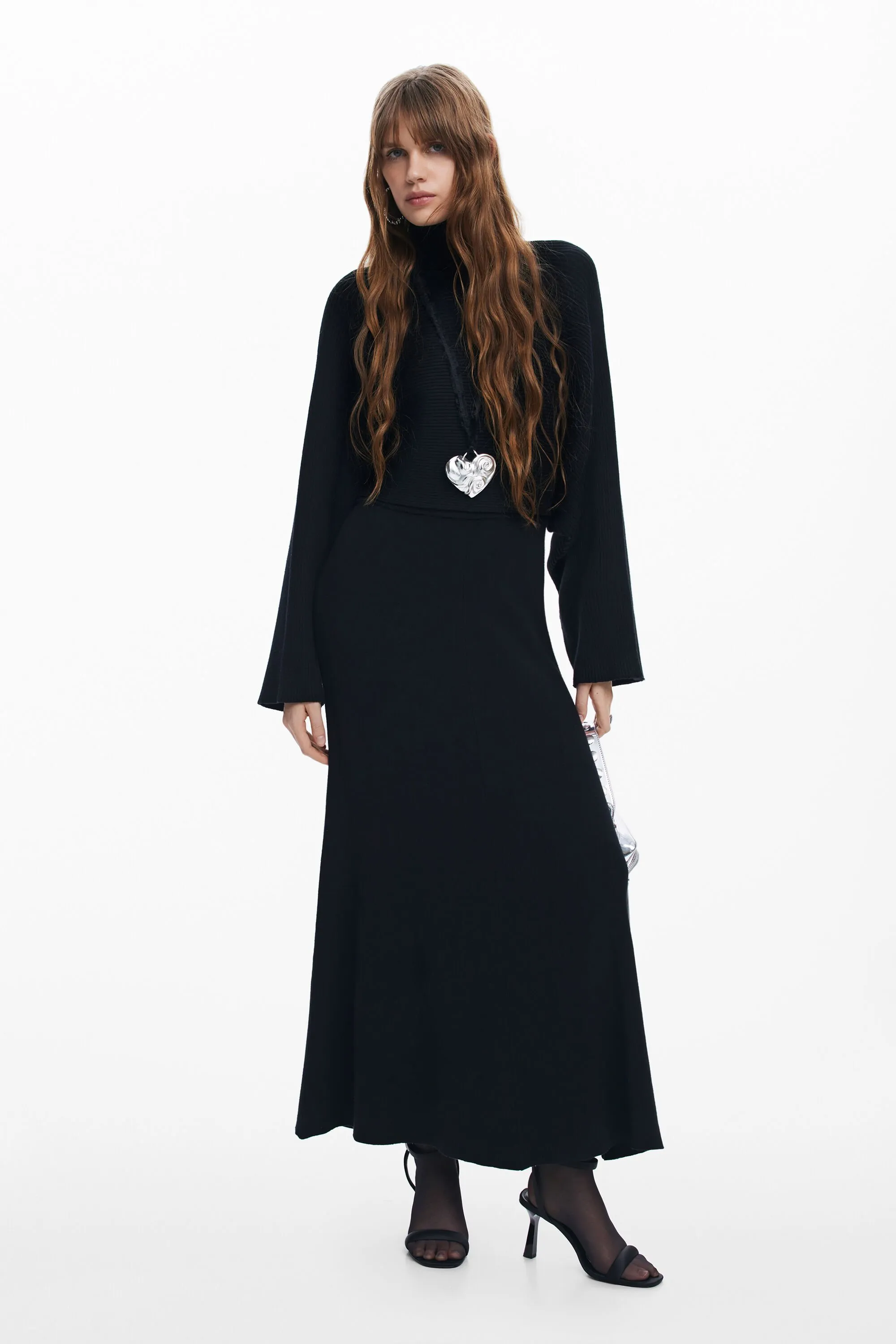 Vestido combinado liso