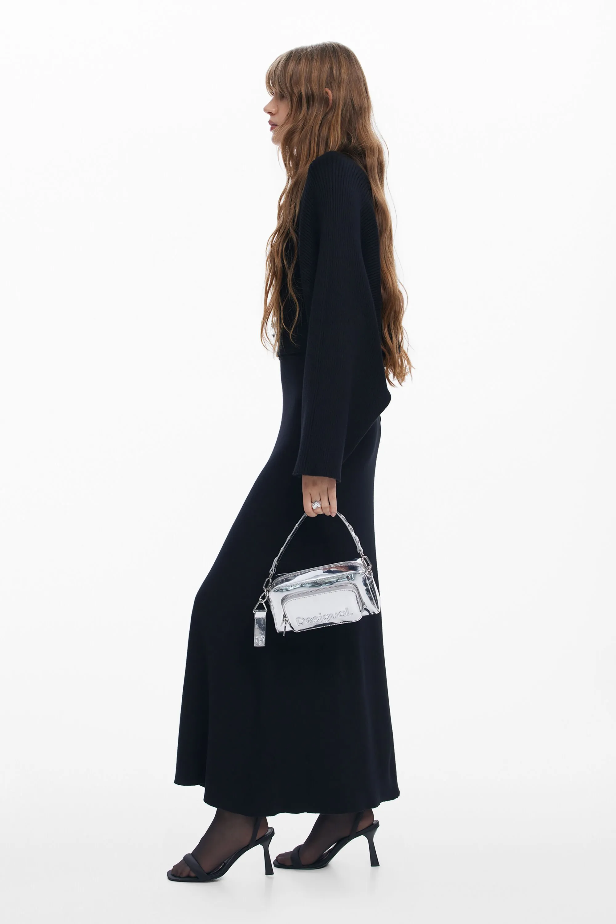 Vestido combinado liso