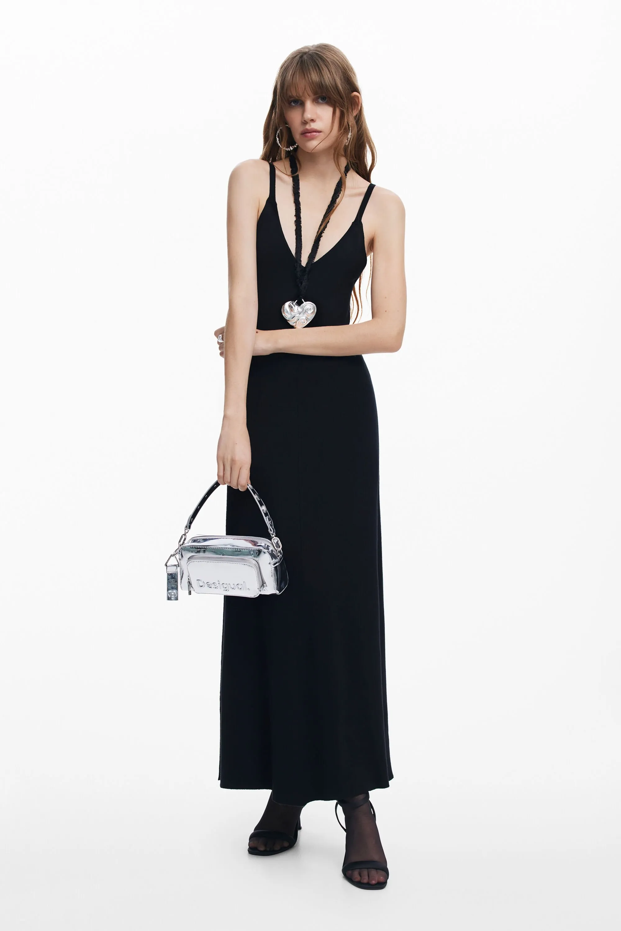 Vestido combinado liso