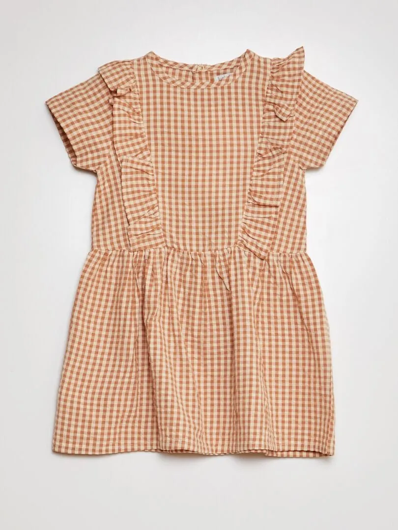 VESTIDO CON VOLANTES  BEIGE