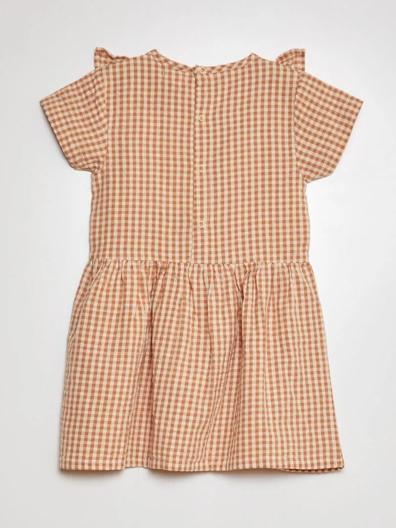 VESTIDO CON VOLANTES  BEIGE