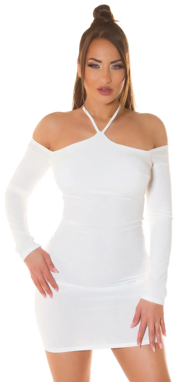 Vestido corto blanco manga larga
