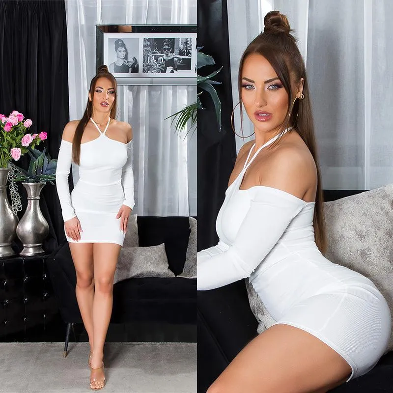 Vestido corto blanco manga larga