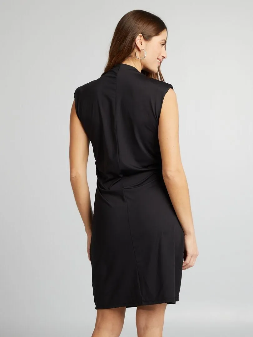 VESTIDO CORTO DRAPEADO EN LA PARTE DELANTERA  NEGRO