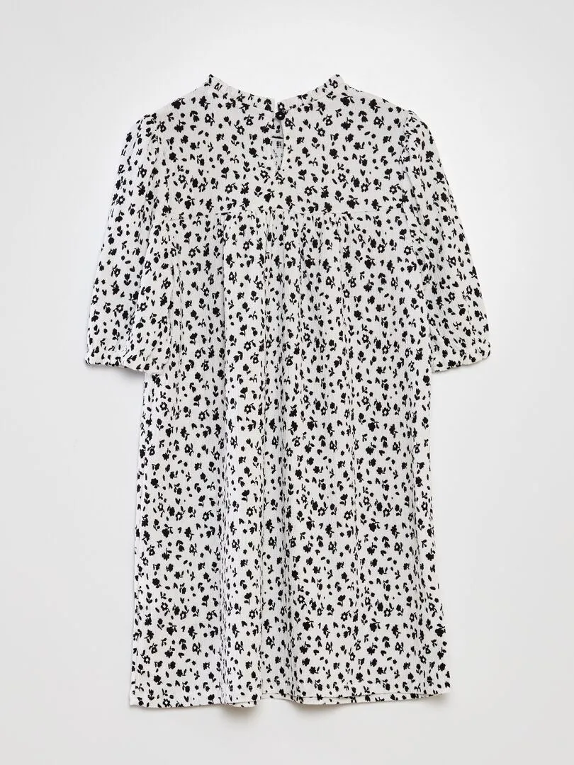 VESTIDO CORTO ESTAMPADO DE PUNTO DE CREPé  BEIGE