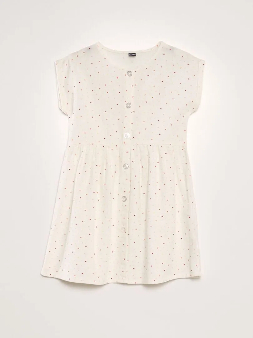 VESTIDO DE LINO ABOTONADO  BLANCO