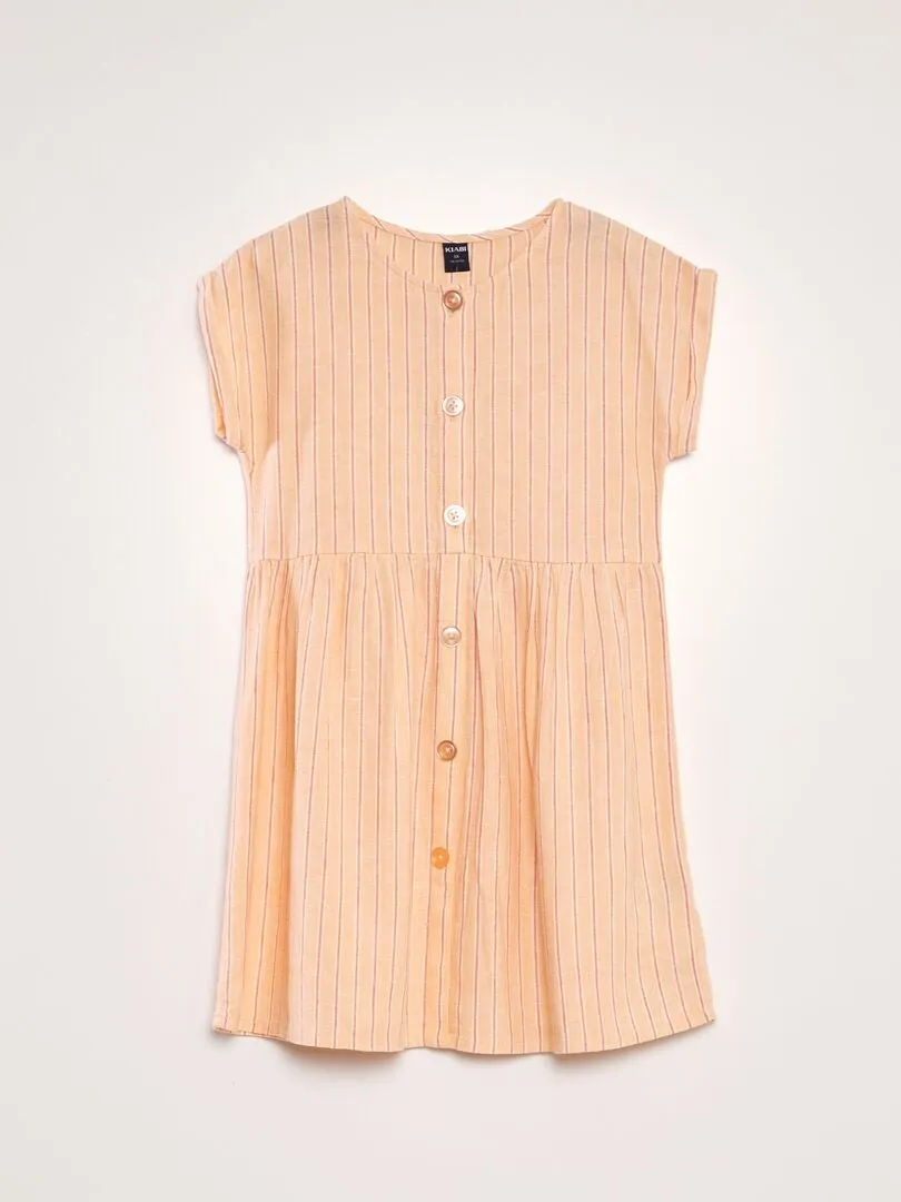 VESTIDO DE LINO ABOTONADO  NARANJA