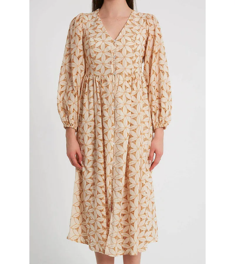 VESTIDO DE MUJER BORDADO  M34891  CAMEL