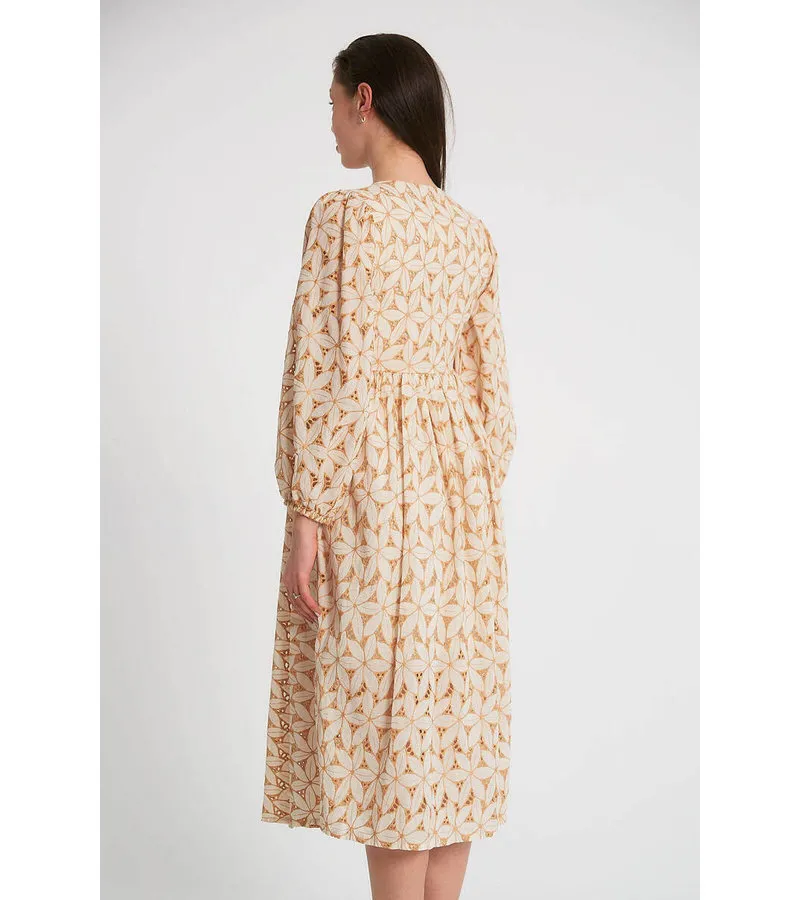 VESTIDO DE MUJER BORDADO  M34891  CAMEL