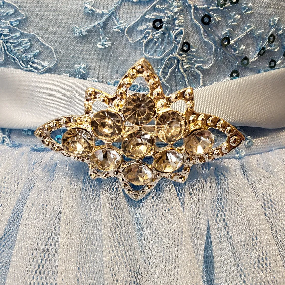 Vestido de Niña Fiesta Azul Cielo con Manga de Fiesta Talla 2 a 12 Años