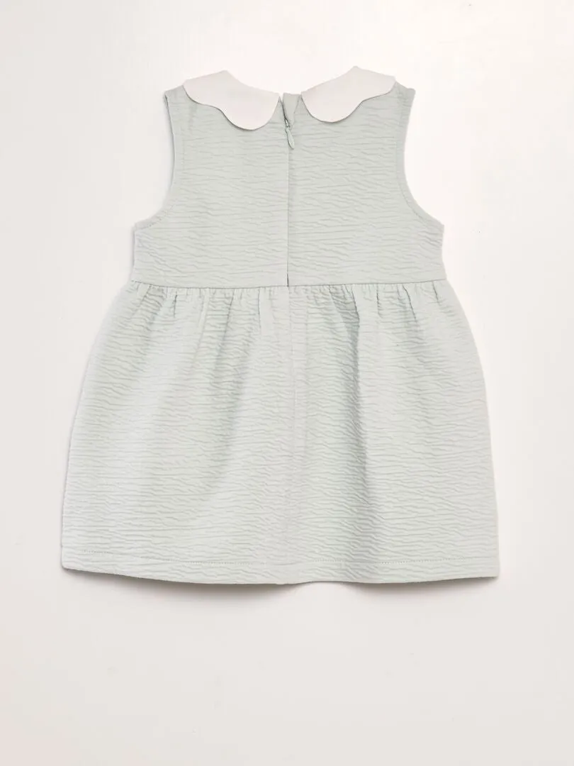 VESTIDO DE PUNTO ARRUGADO CON CUELLO BABERO  AZUL