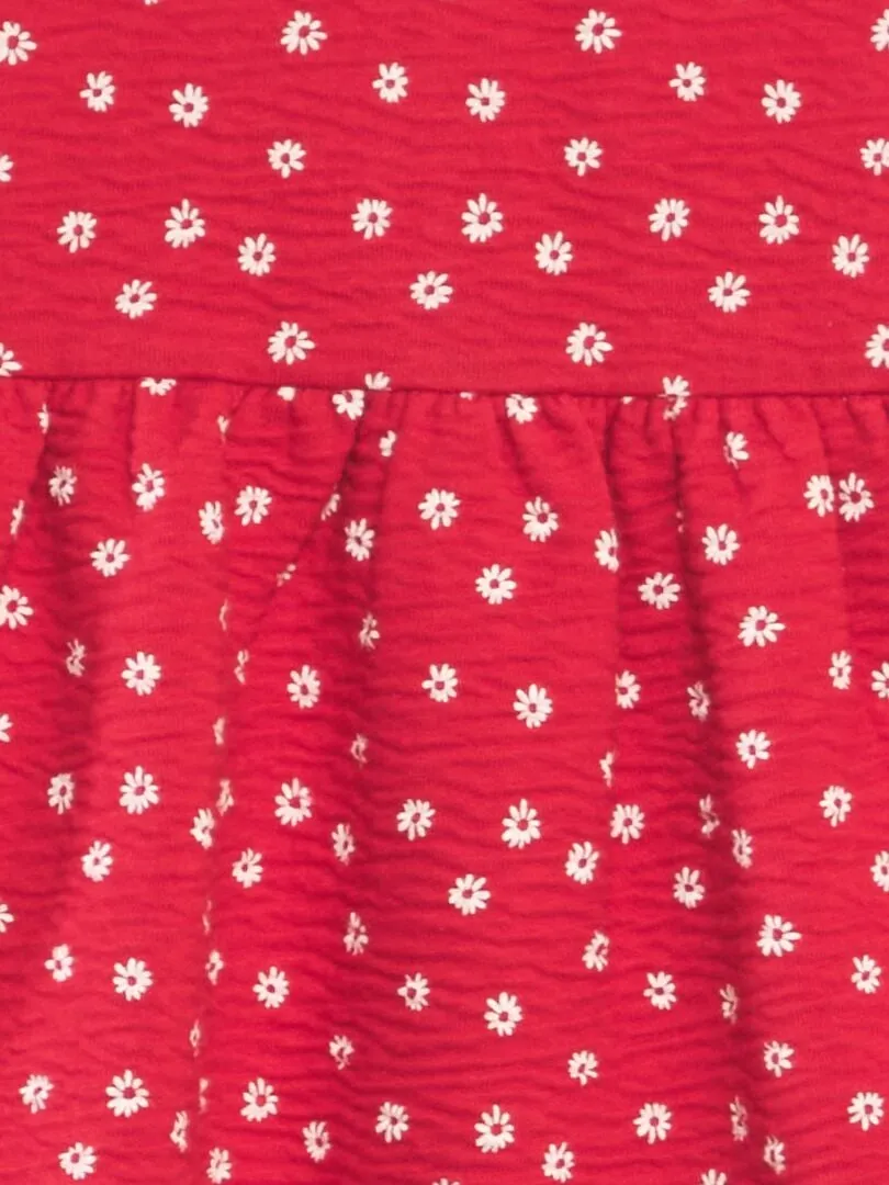 VESTIDO DE PUNTO ARRUGADO CON CUELLO BABERO  ROJO