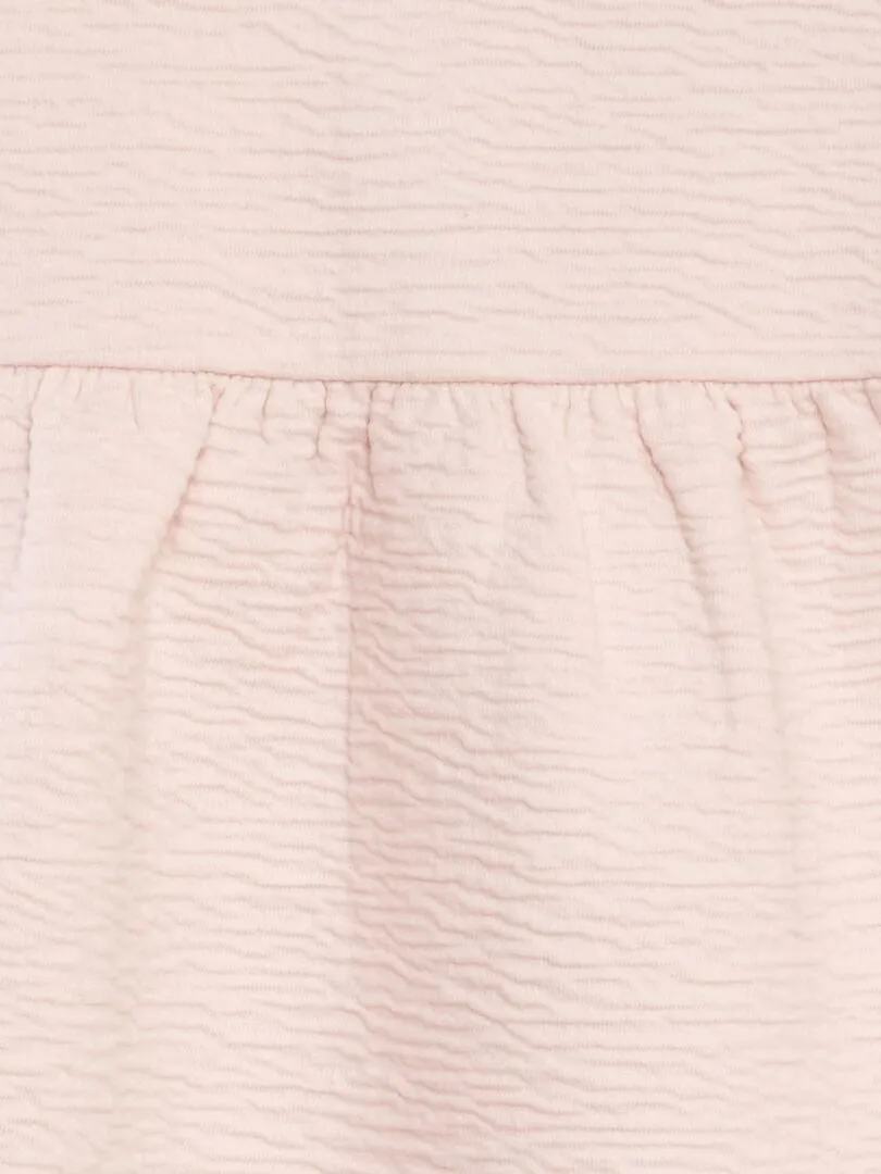 VESTIDO DE PUNTO ARRUGADO CON CUELLO BABERO  ROSA