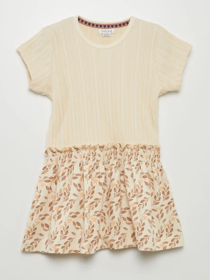 VESTIDO DE PUNTO DE CANALé EFECTO 2 EN 1  BEIGE