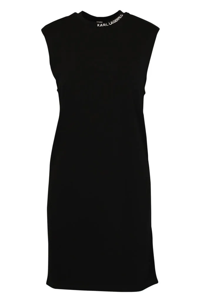 Vestido de punto negro con hombreras