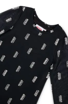 Vestido dos en uno para niñas con estampado de logos metalizados