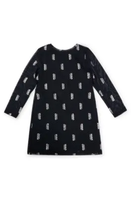 Vestido dos en uno para niñas con estampado de logos metalizados