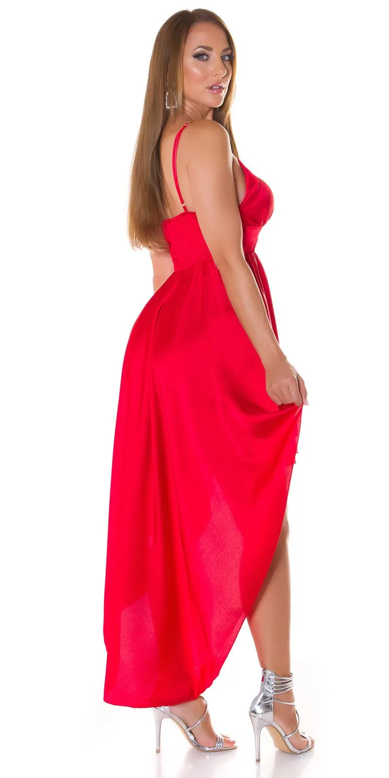 Vestido elegante satinado de moda Rojo