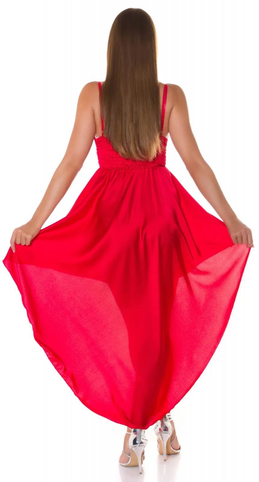 Vestido elegante satinado de moda Rojo