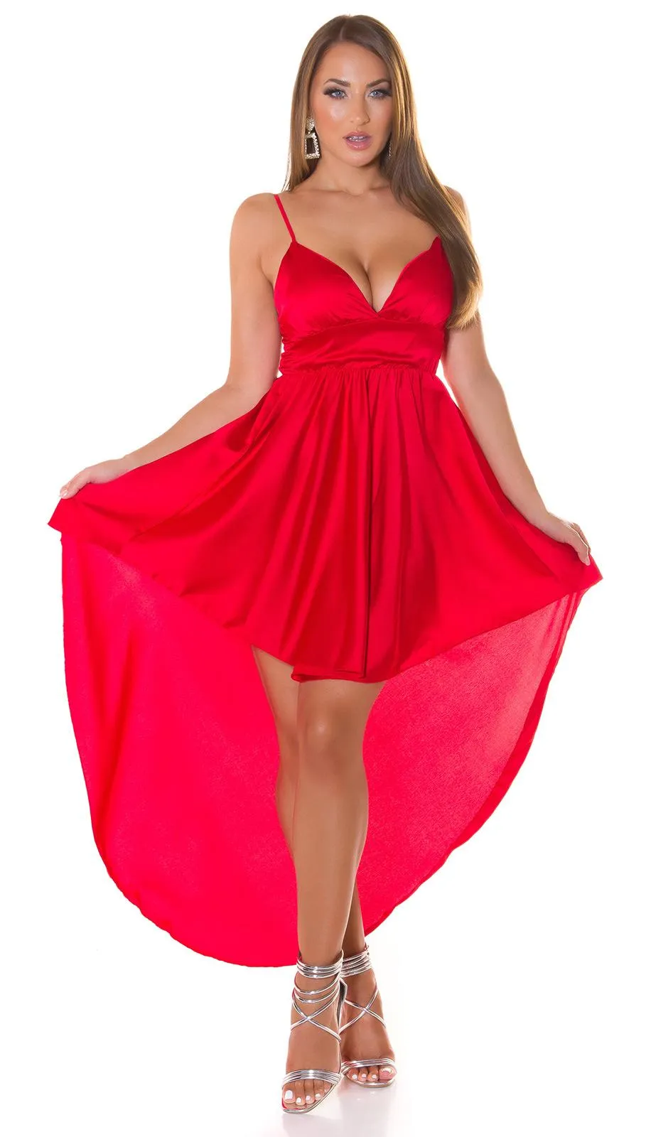 Vestido elegante satinado de moda Rojo