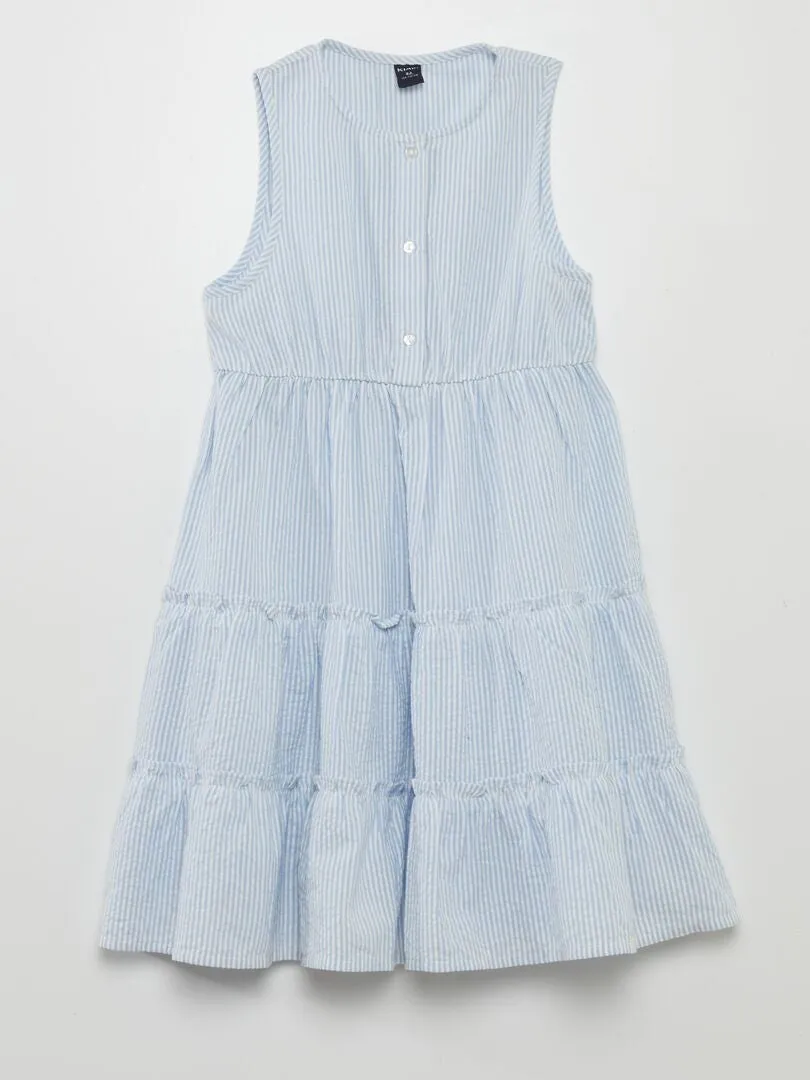 VESTIDO EVASé A RAYAS  AZUL
