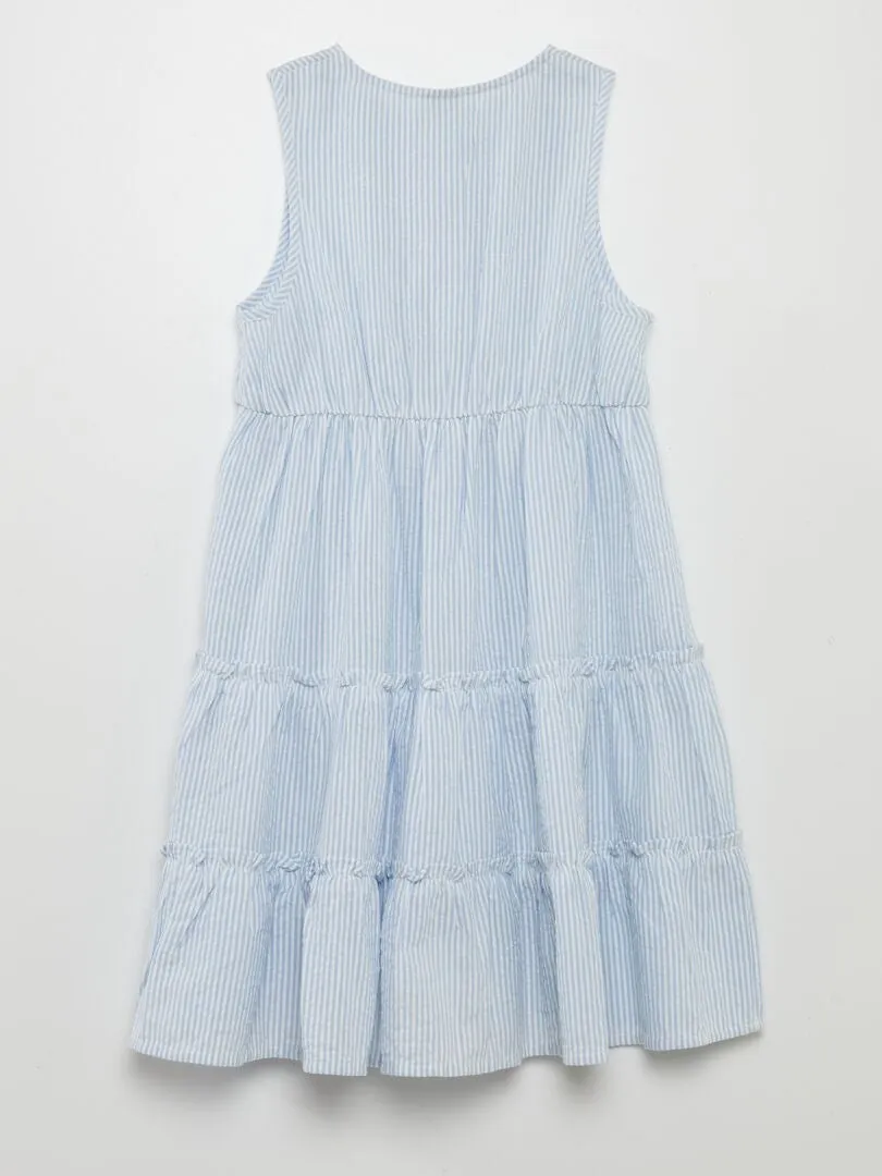 VESTIDO EVASé A RAYAS  AZUL