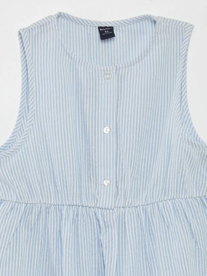 VESTIDO EVASé A RAYAS  AZUL