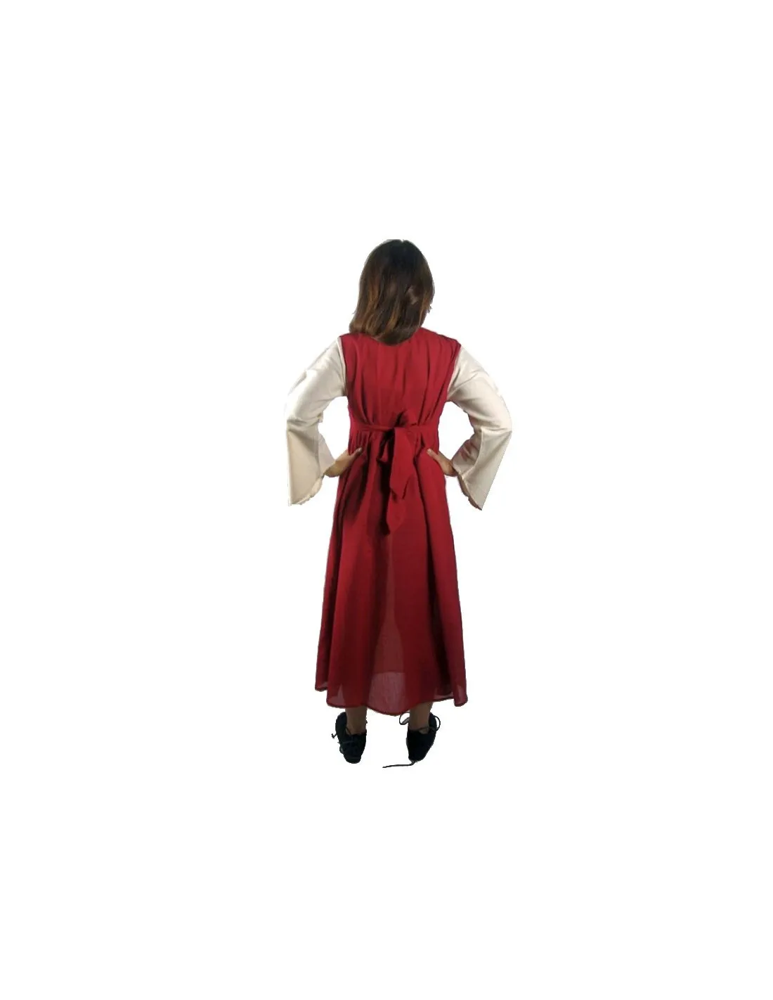 VESTIDO MEDIEVAL ALGODóN ROJOCREMA