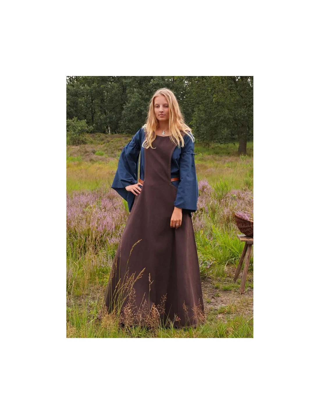 Vestido medieval Andra, marrón oscuro