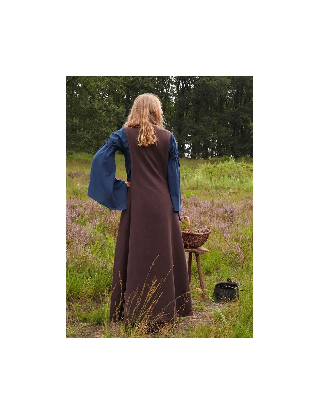 Vestido medieval Andra, marrón oscuro