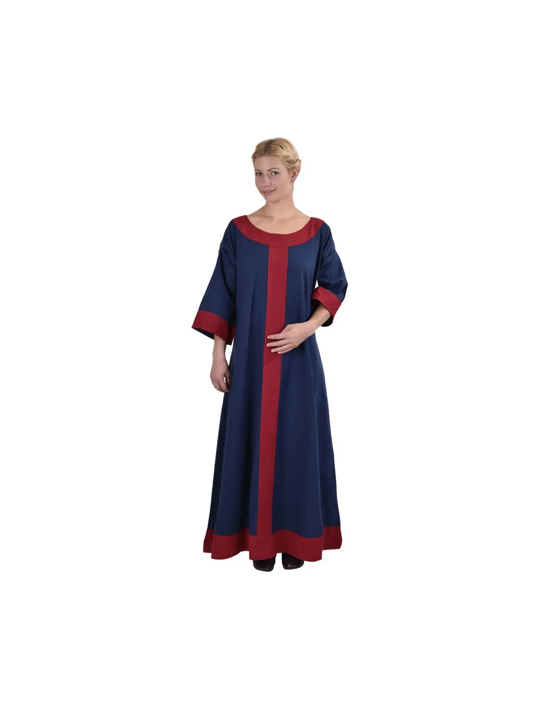 VESTIDO MEDIEVAL GUDRUN, AZULROJO