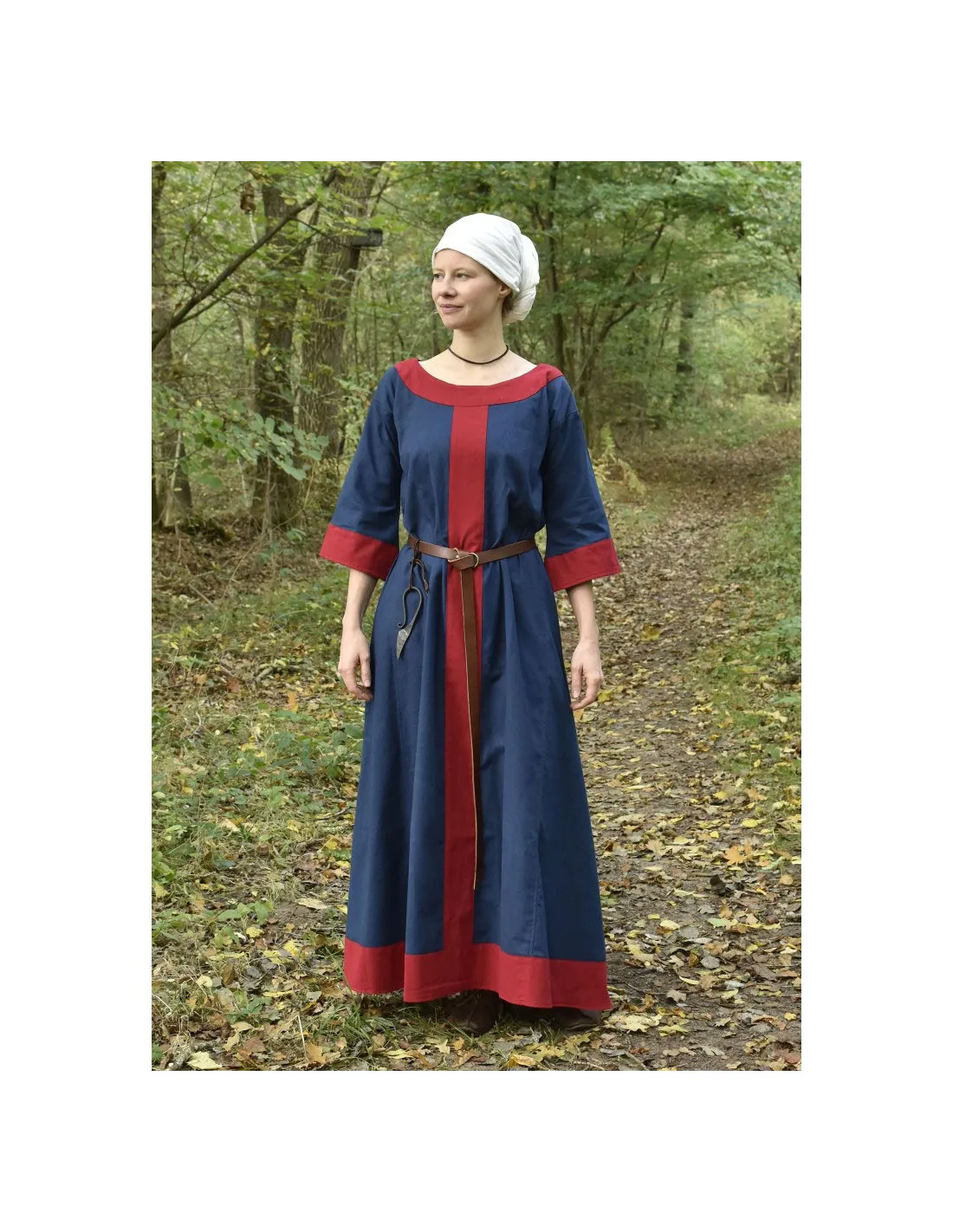 VESTIDO MEDIEVAL GUDRUN, AZULROJO