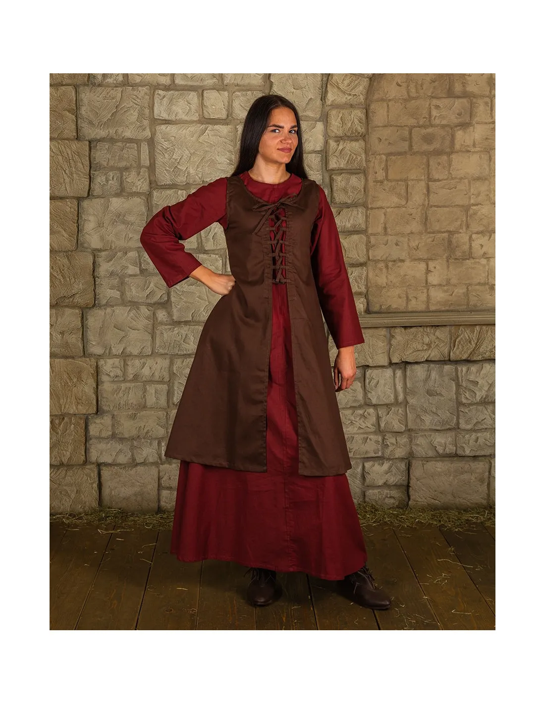 Vestido medieval marrón modelo Leandra