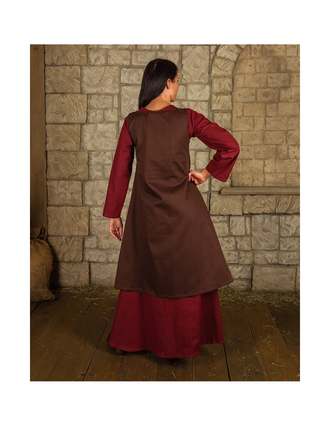 Vestido medieval marrón modelo Leandra