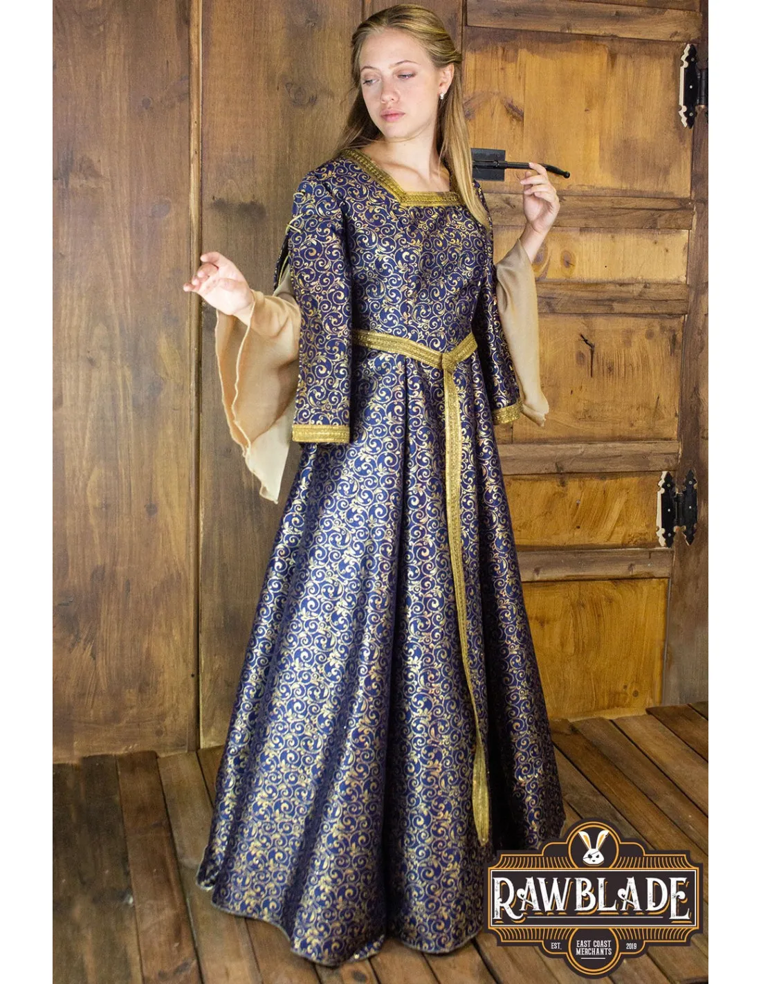 VESTIDO MEDIEVAL NOBLE AQUITANIA  AZUL